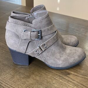 Indigo Taupe Ankle Boots with Buckle Detail